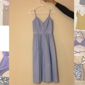 H&M Baby Blue Polka-Dot Midi Dress